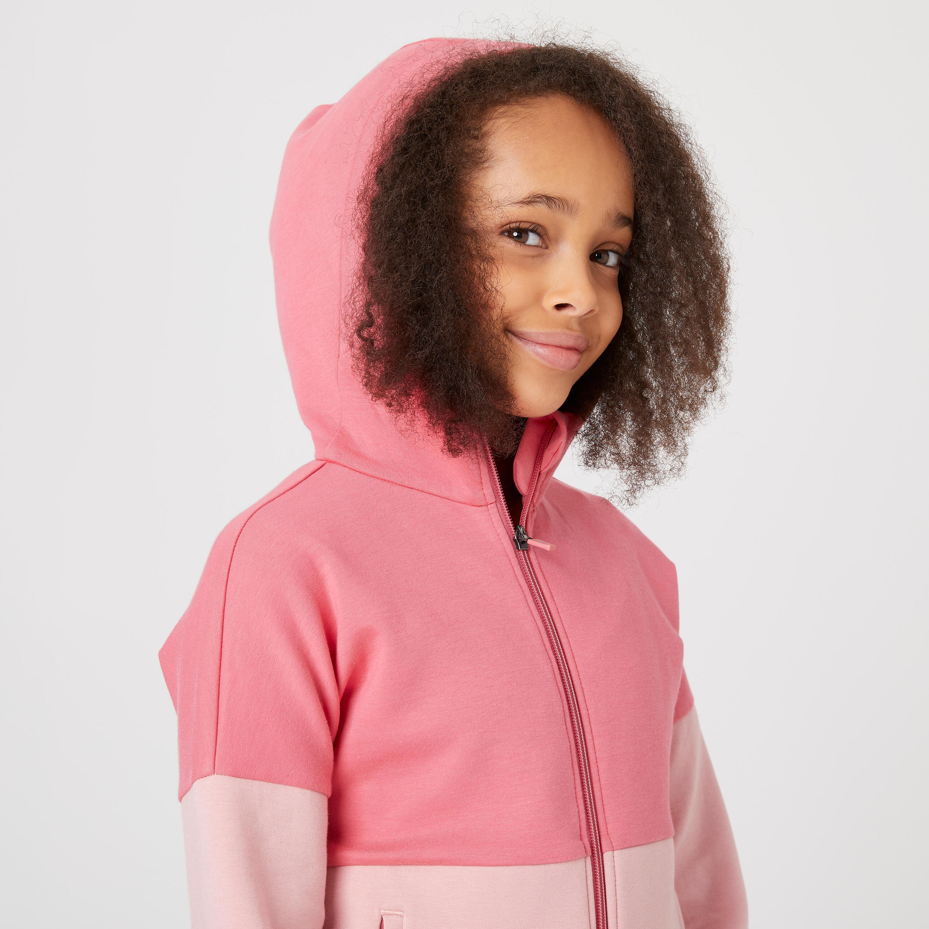 Sudadera de algodón transpirable con cierre y capucha para niños 900 - Rosa  4/8