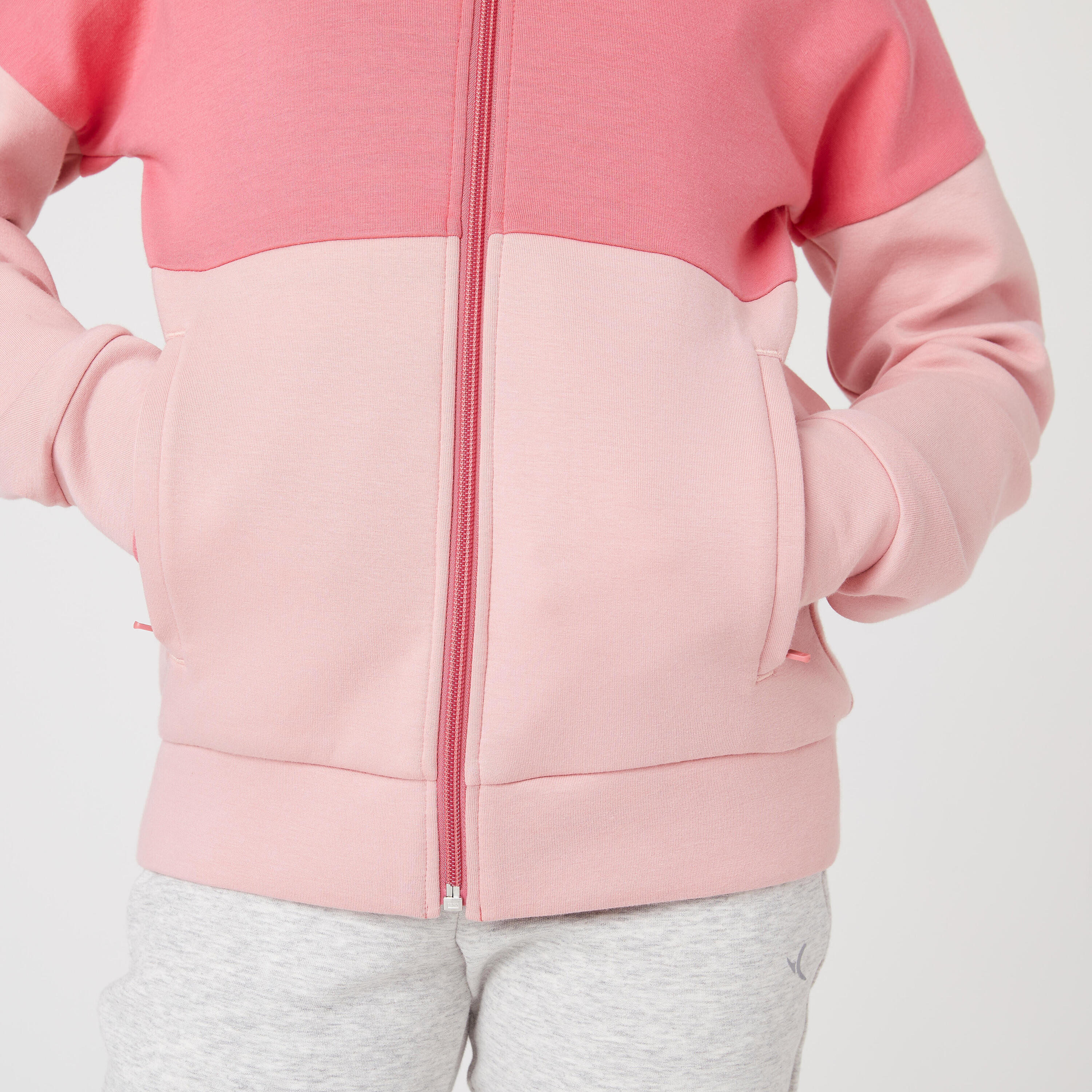 Sudadera de algodón transpirable con cierre y capucha para niños 900 - Rosa  7/8
