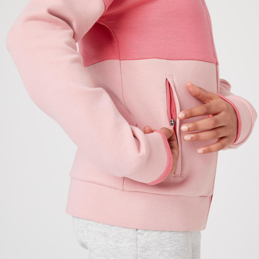 Sudadera de algodón transpirable con cierre y capucha para niños 900 - Rosa 