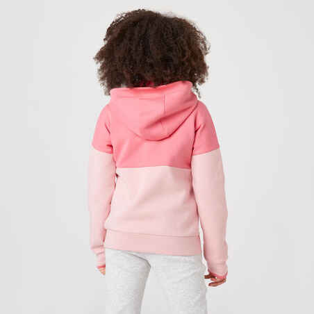 Sweatjacke Kapuze 900 Reissverschluss atmungsaktiv Baumwolle Kinder rosa 