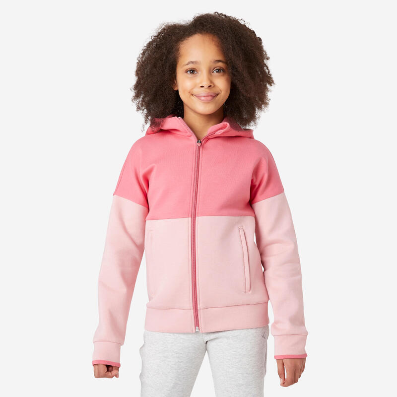 Dívčí bavlněná mikina na zip s kapucí 900 růžová