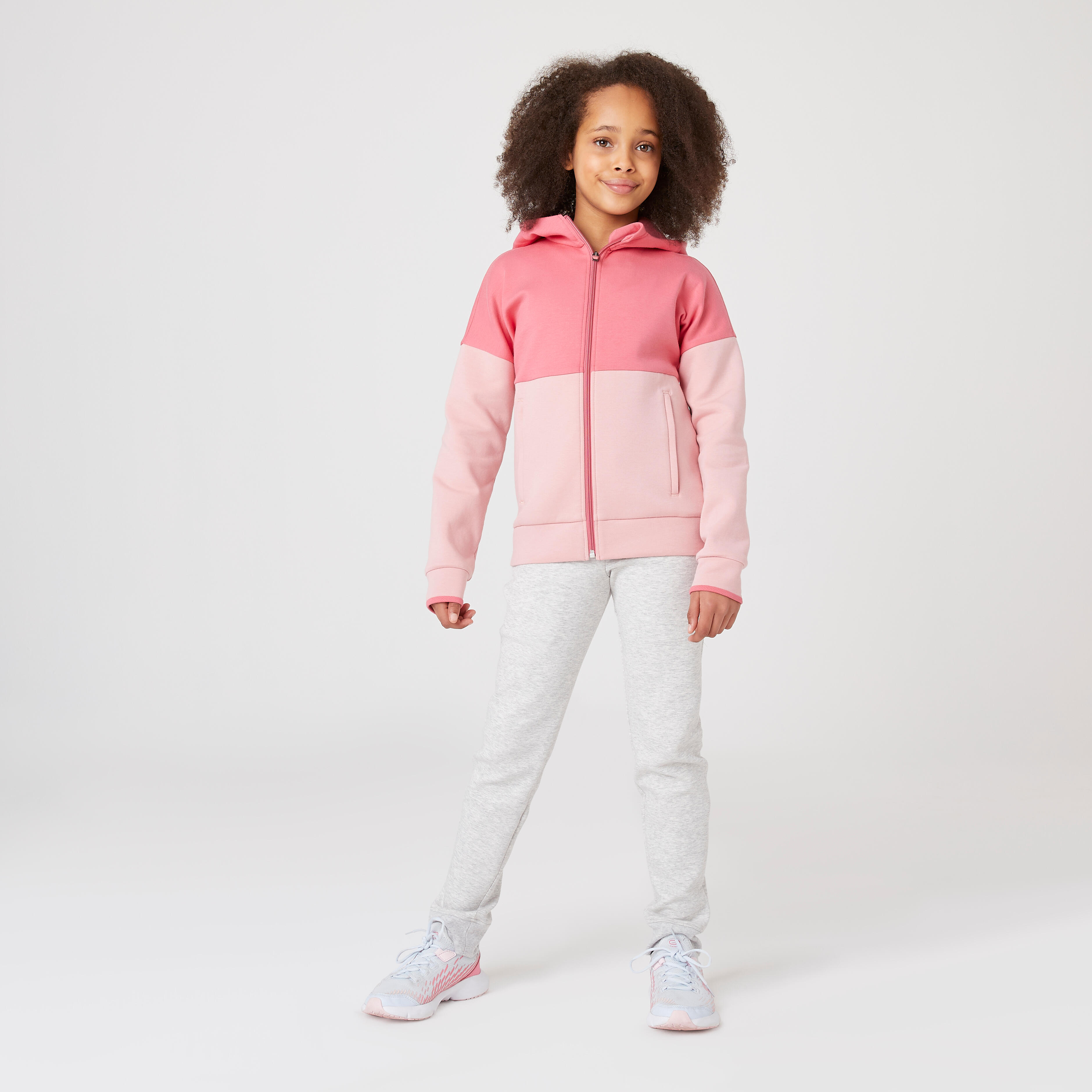 Girls Breathable Zip-Up Cotton Hoodie 900 Pink