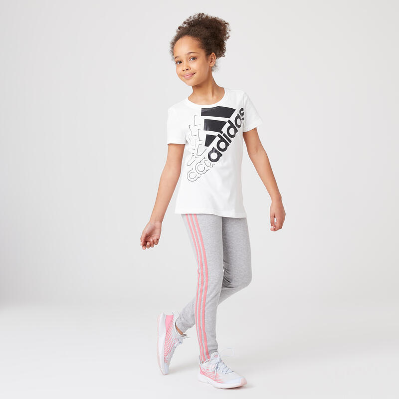 LEGGING ADIDAS 3 STRIPES GRIS CHINE / ROSE FILLE