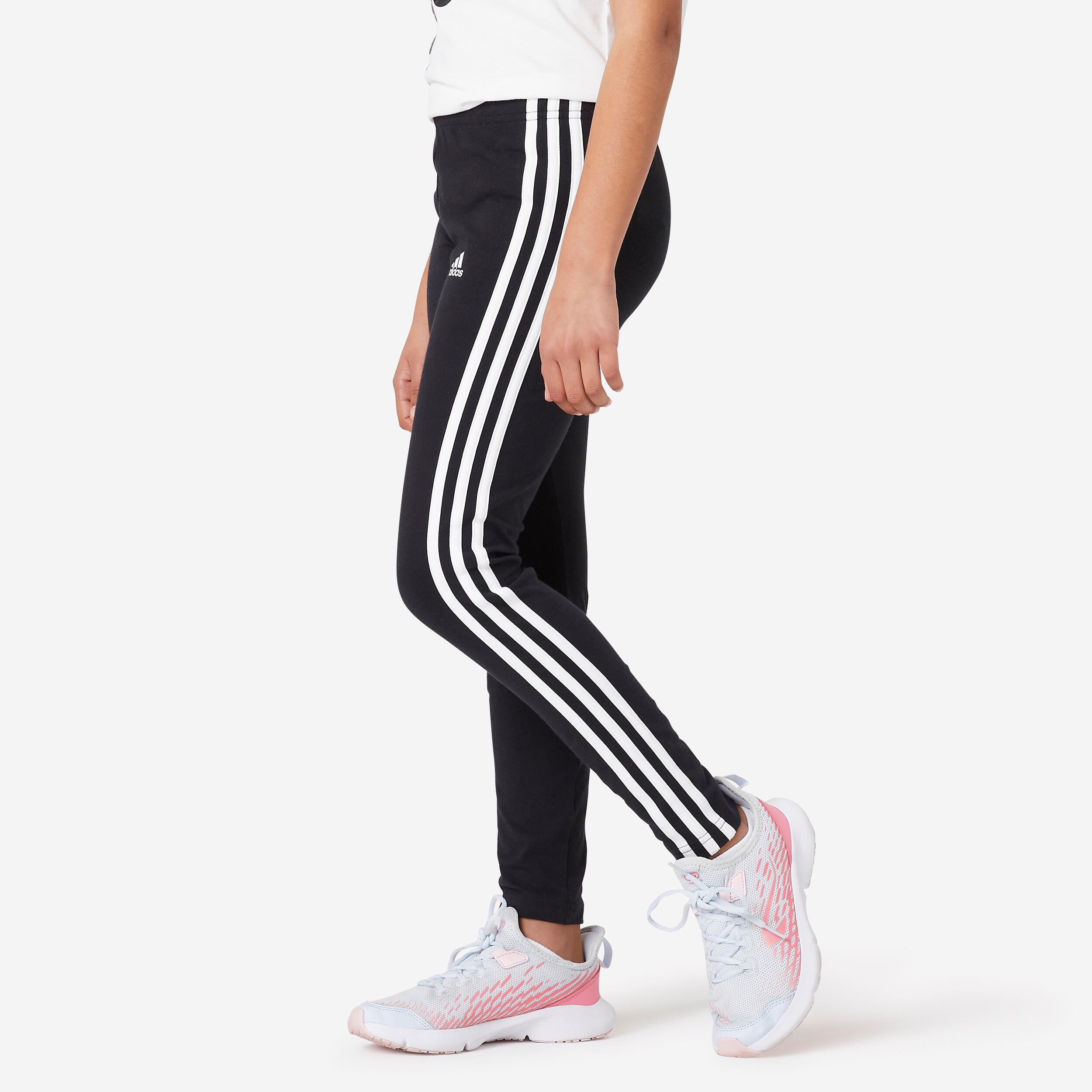 Leggings com 3 faixas de ginástica menina preto