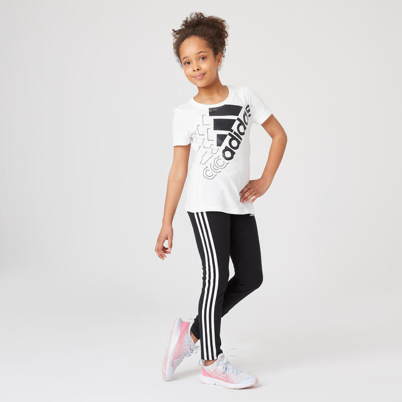 Leggings bambina ginnastica Adidas 3 stripes cotone neri