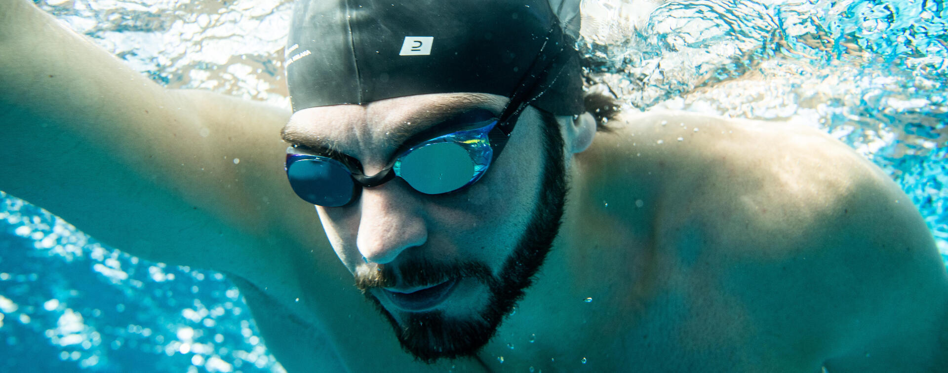 Swimming Goggles - Bfit - Smoked Lenses - Black / White