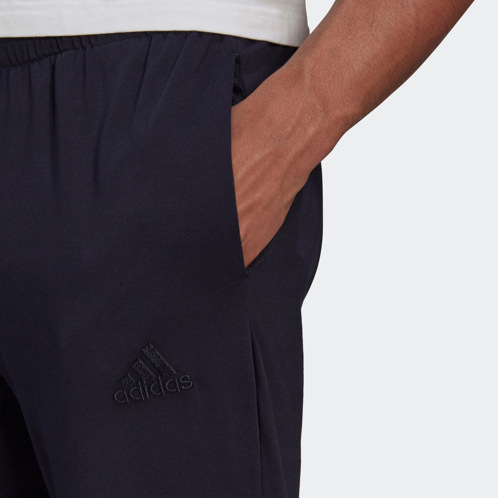 Pantaloni uomo fitness Adidas LINEAR regular misto cotone blu ADIDAS |  DECATHLON