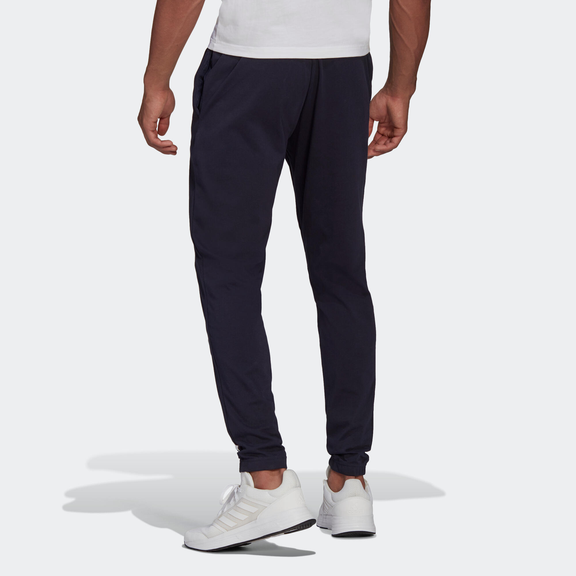 Pantaloni uomo fitness Adidas LINEAR regular misto cotone blu ADIDAS |  DECATHLON