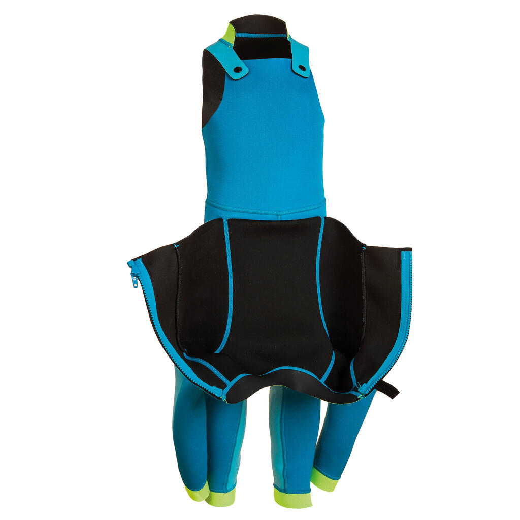 Kid’s neoprene wetsuit for swimming, TI WARM blue green