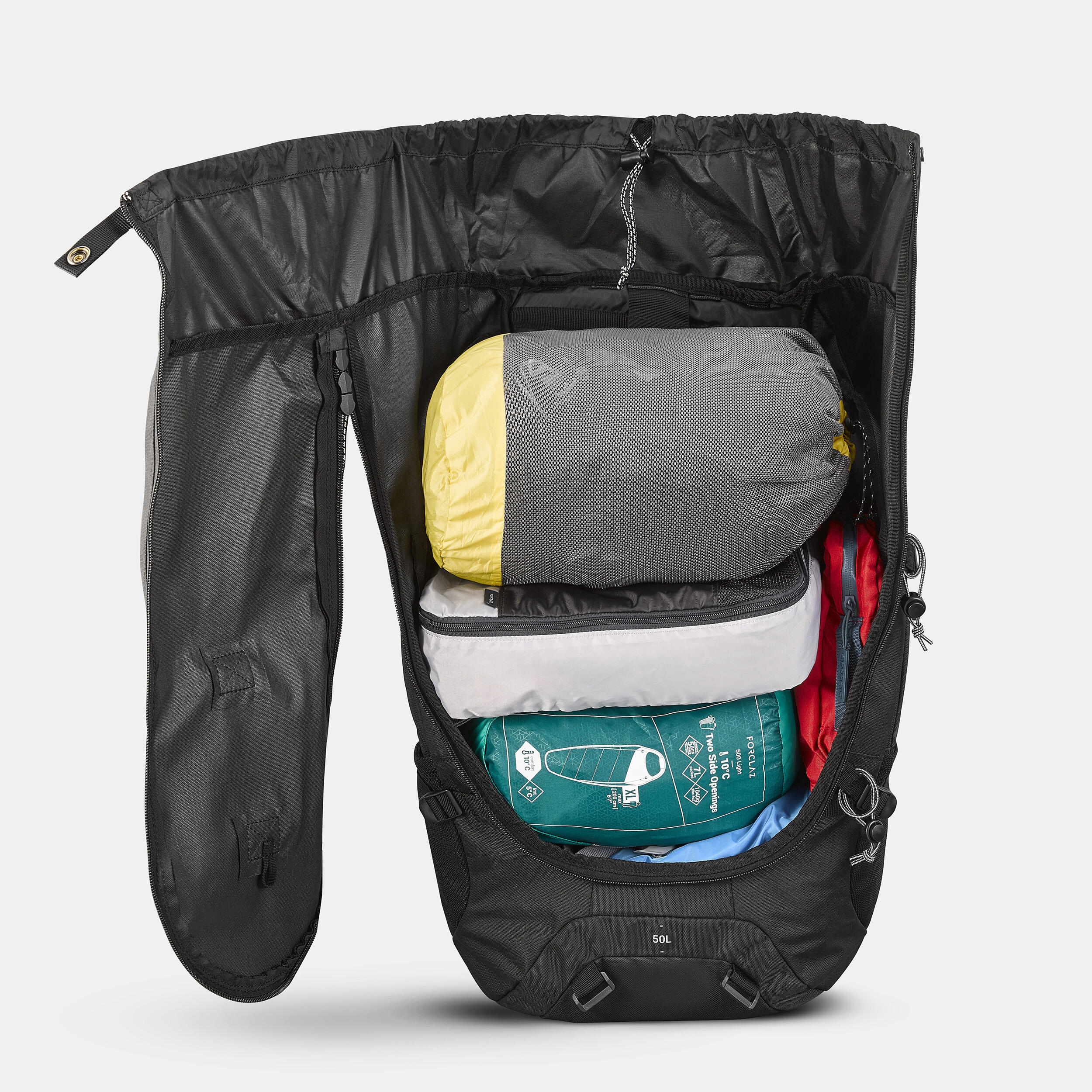 Hiking Backpack 50 L - Travel 100 Black - FORCLAZ