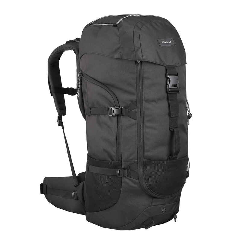 santiago black travel backpack 50l