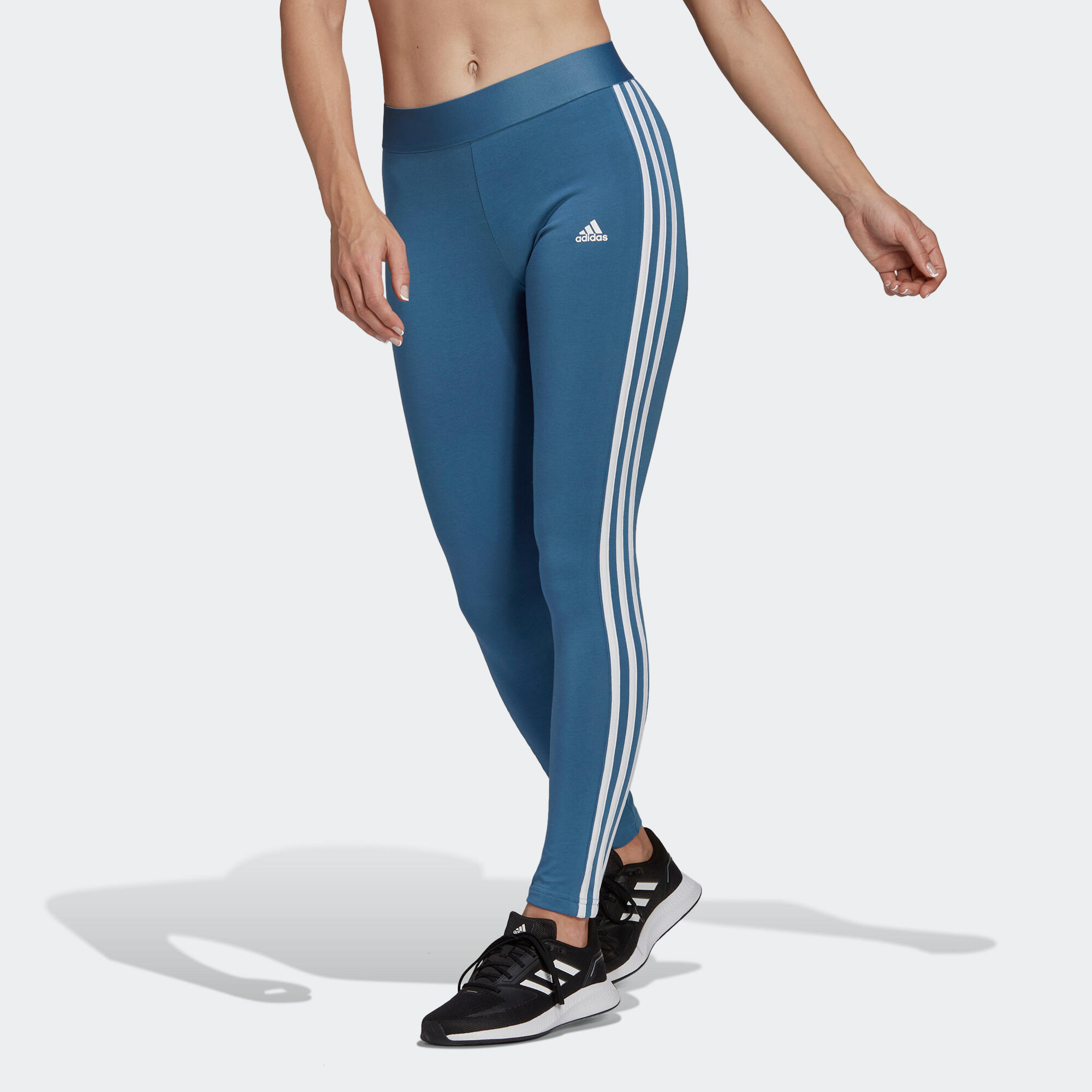 Leggings donna fitness Adidas ESSENTIALS cotone leggero azzurri ADIDAS |  DECATHLON