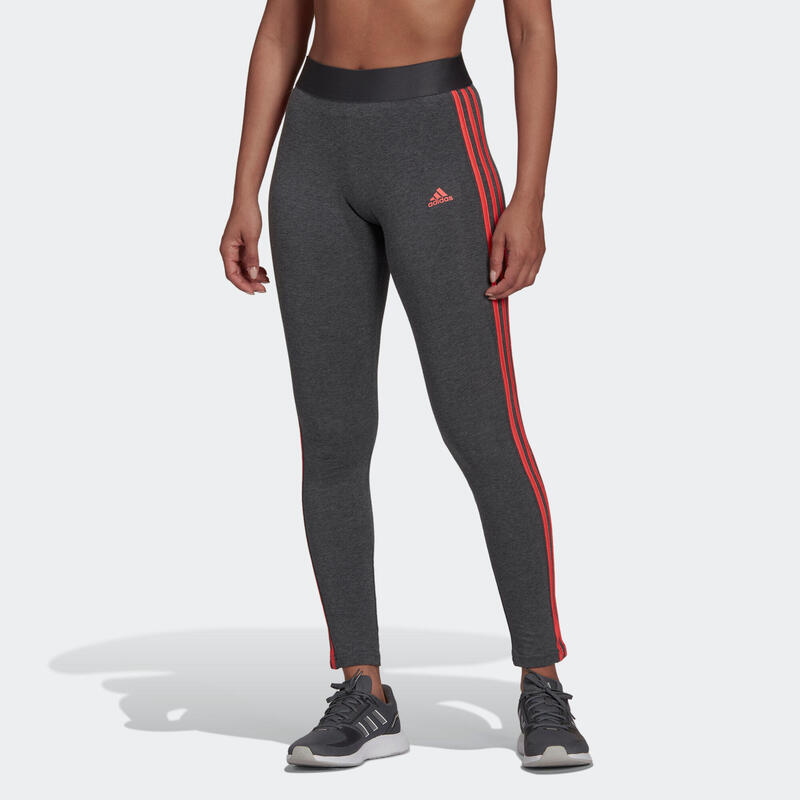 Leggings mallas fitness Adidas Essential gris y rosa | Decathlon