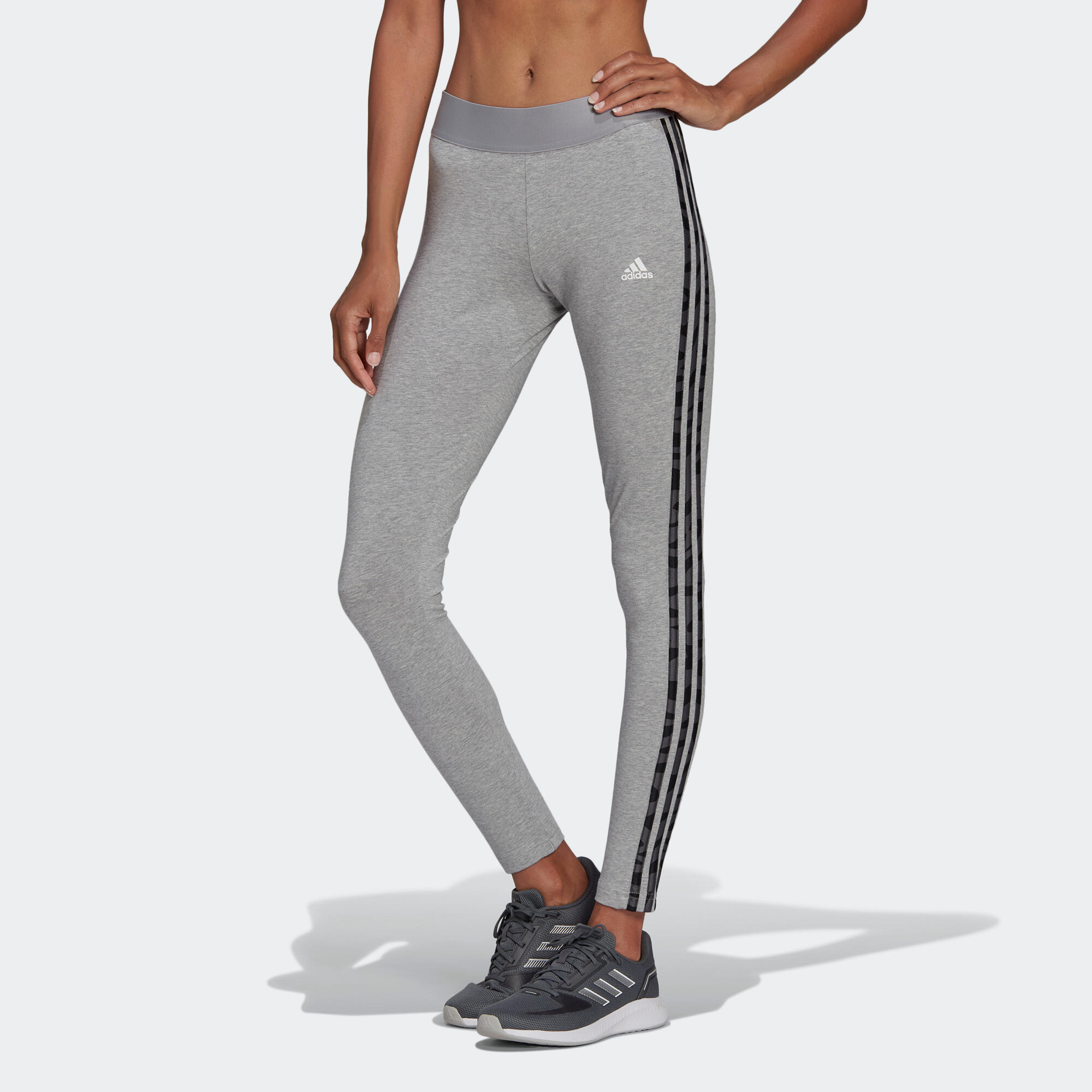 Leggings donna fitness Adidas ESSENTIALS cotone leggero grigi ADIDAS |  DECATHLON