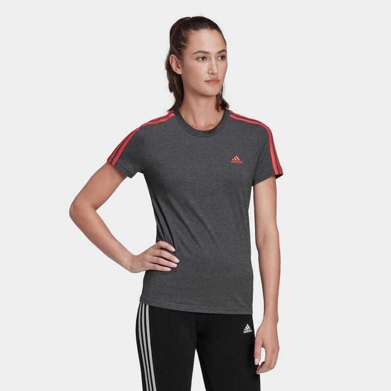 T-shirt donna fitness Adidas ESSENTIALS slim 100% cotone grigia