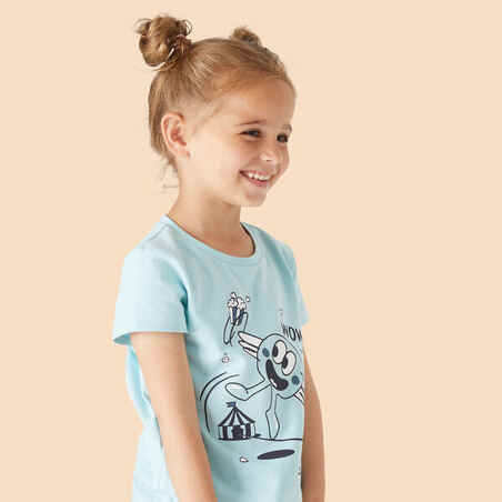 Kids' Cotton T-Shirt Basic - Turquoise with Print