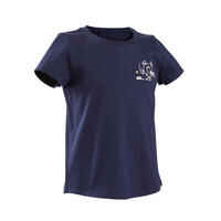 Camiseta gimnasia manga corta 100% algodón Bebés Domyos 100 azul marino