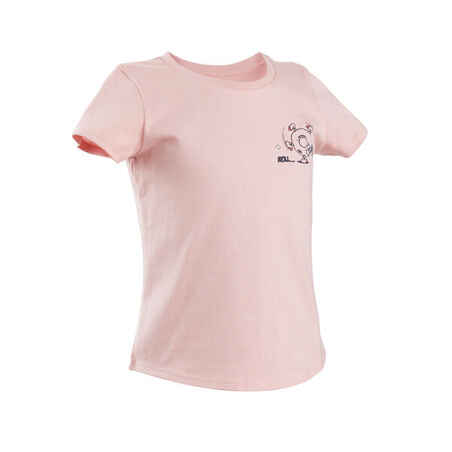 Camiseta gimnasia manga corta 100% algodón Bebés Domyos 100 rosa