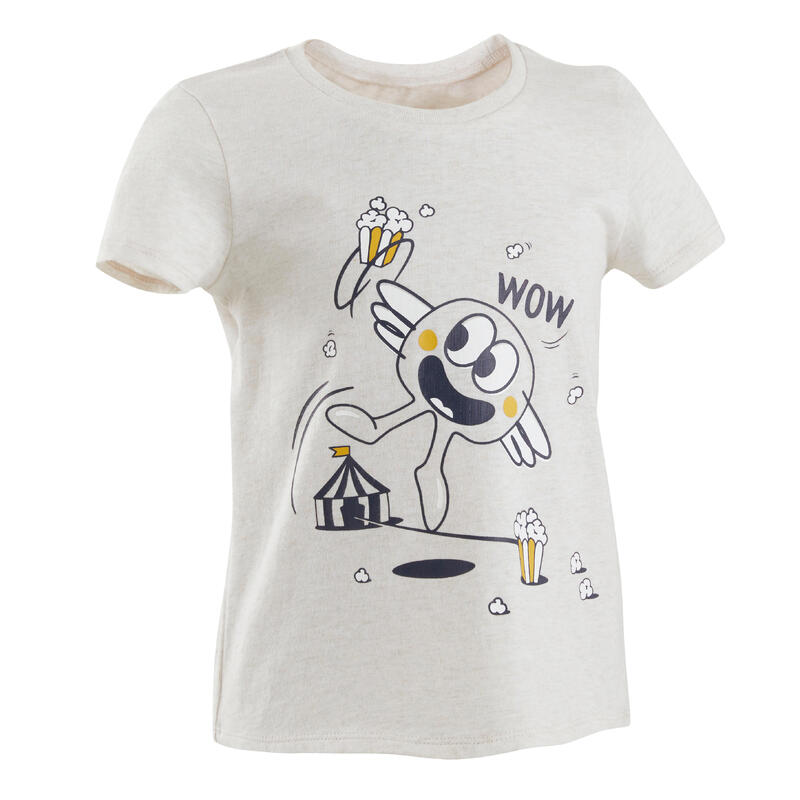 T-shirt bambino ginnastica regular fit cotone beige con stampa da 1 a 5/6 anni