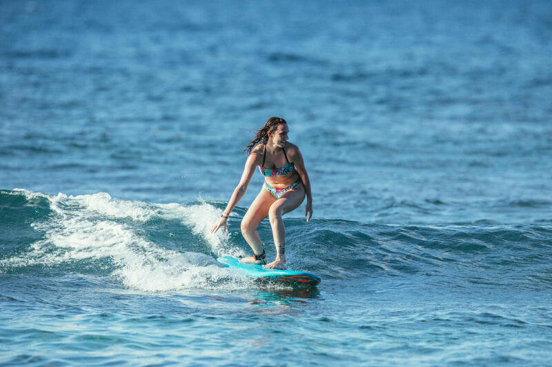 Bikinitop voor surfen Laura Canggu bandeau met uitneembare pads turquoise