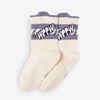 Kids' Non-Slip Mid-High Socks 600 - Beige with Pattern