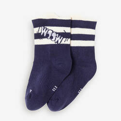 Kids' Non-Slip Mid-High Socks 600 - Blue with Pattern