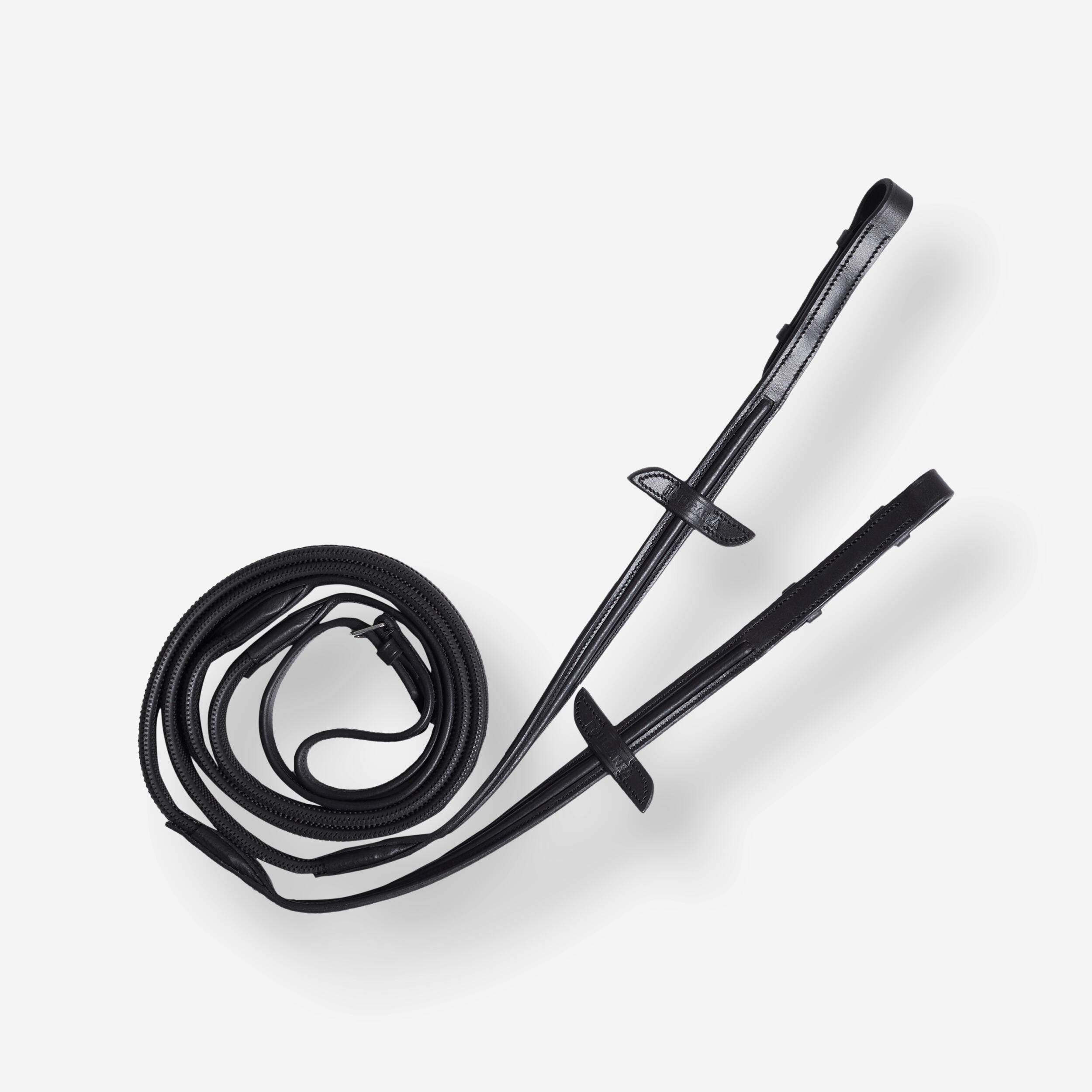 Horse & Pony Riding Leather Grip Reins - 900 Black - FOUGANZA