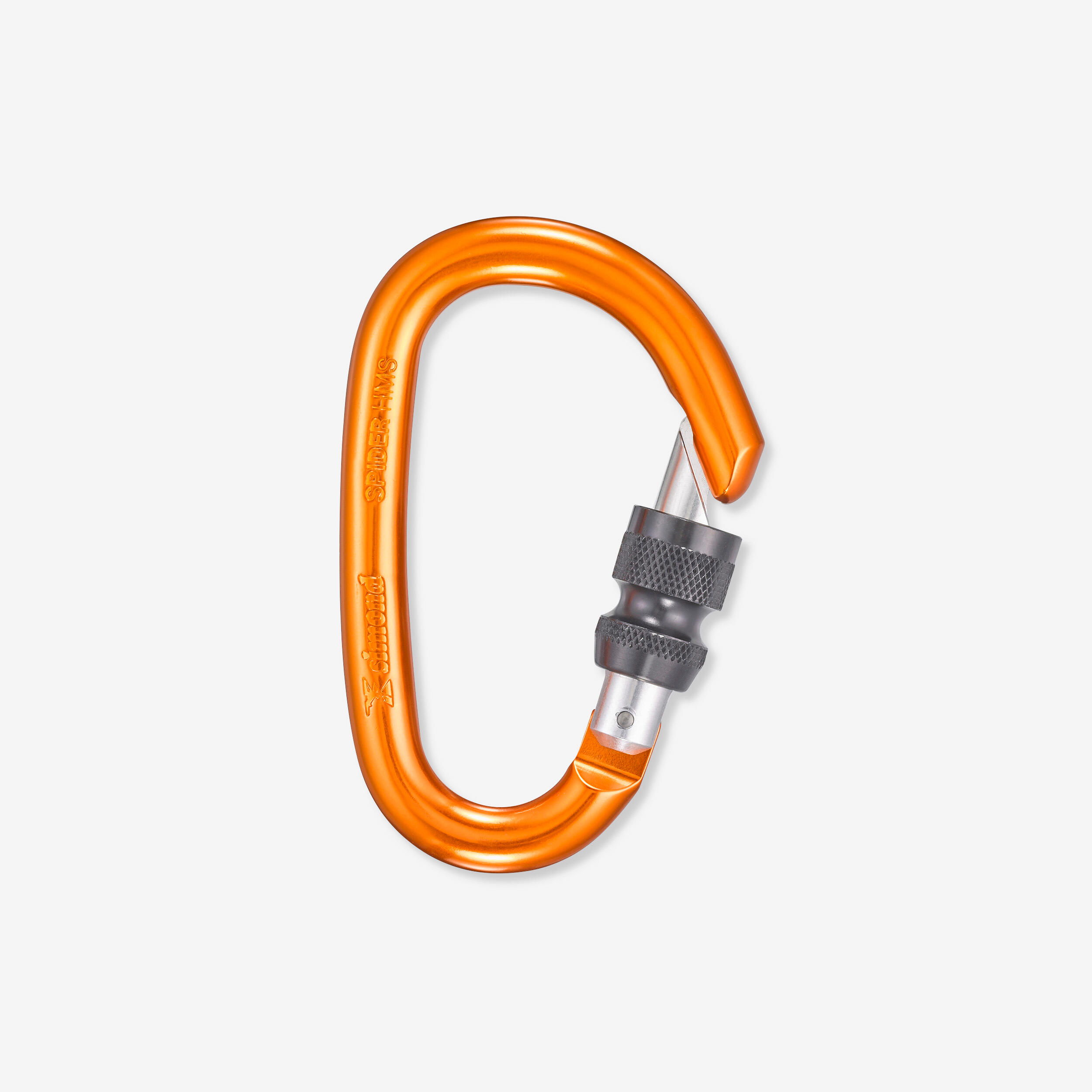 Climbing and Mountaineering Screw Snap Hook - Fluo coral orange - Simond -  Decathlon