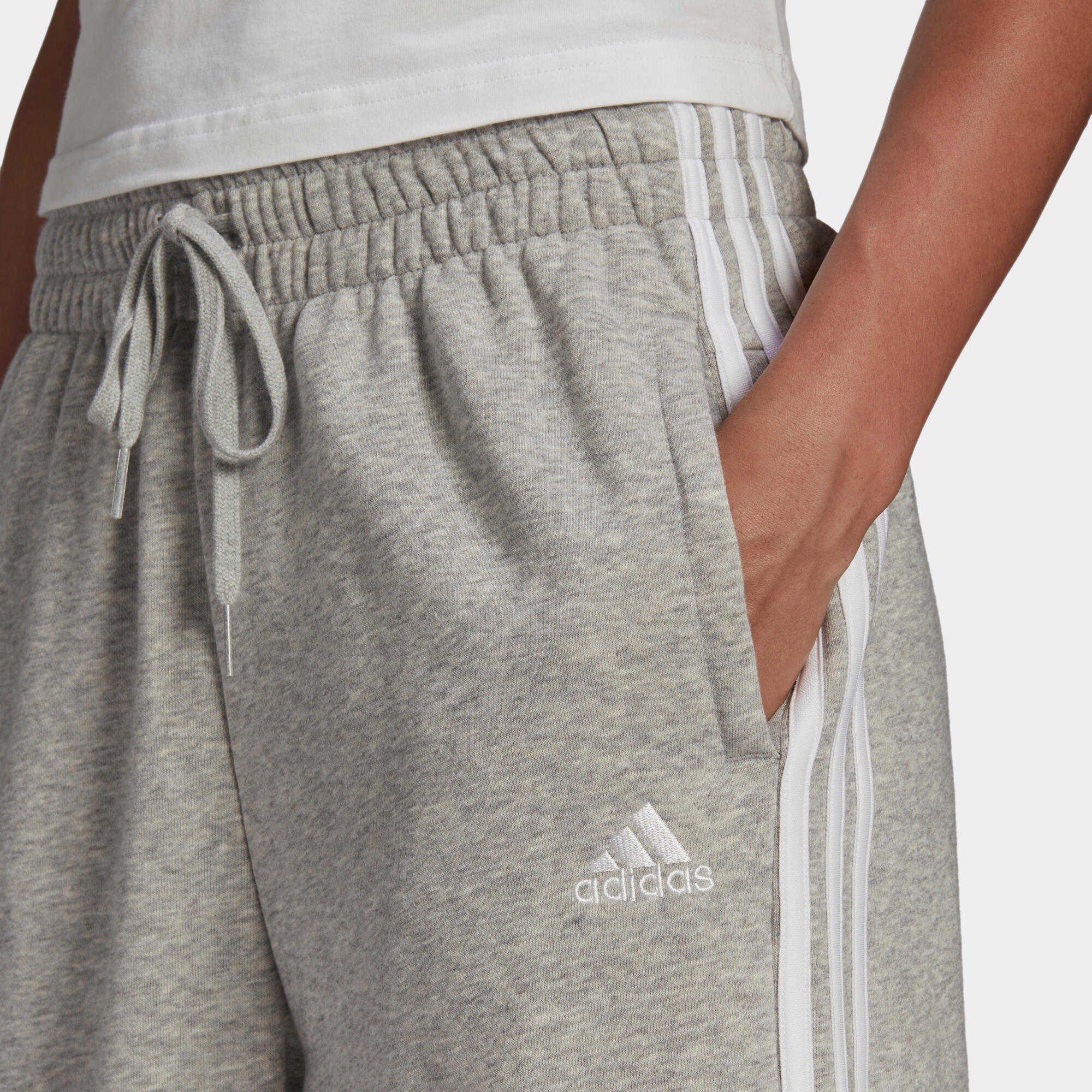 Pantaloni donna fitness Adidas gamba larga misto cotone grigi ADIDAS |  DECATHLON
