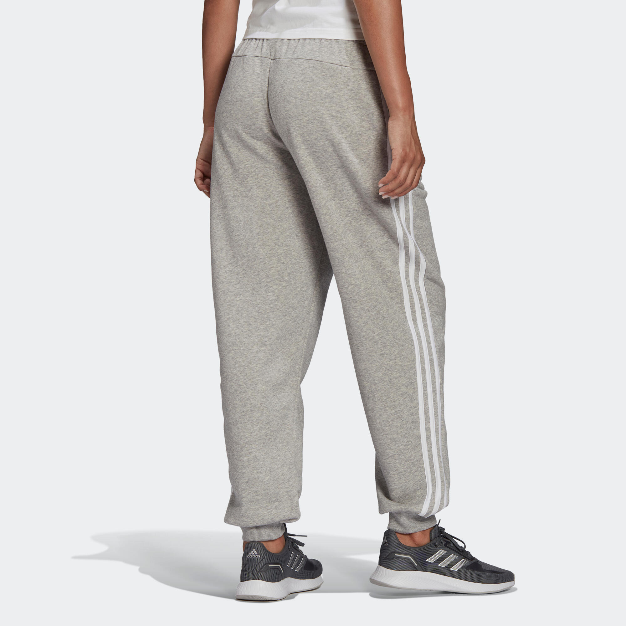 Pantaloni donna fitness Adidas gamba larga misto cotone grigi ADIDAS |  DECATHLON
