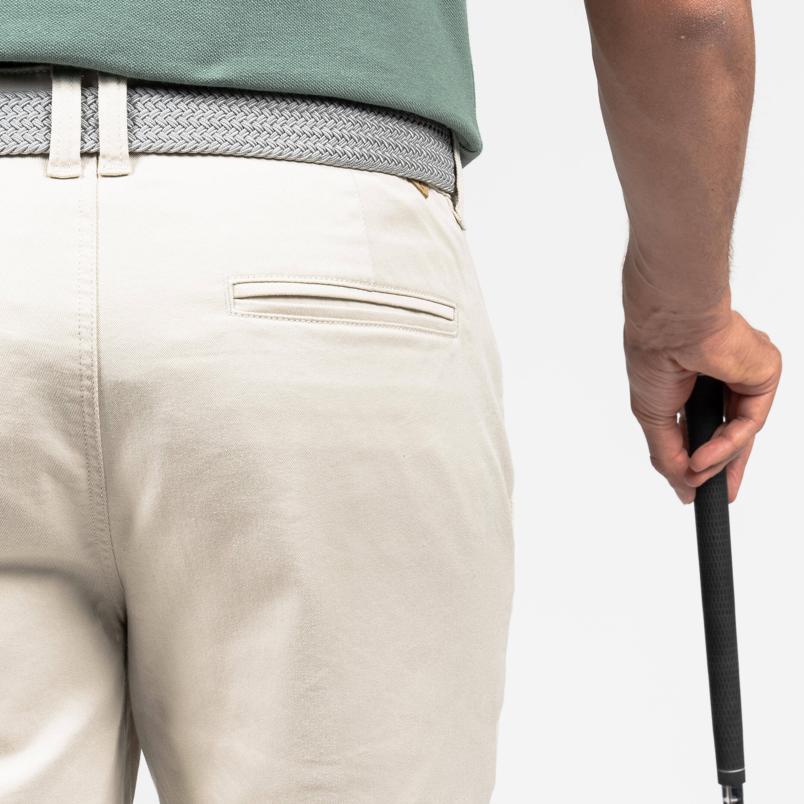 Men's golf cotton chino shorts, MW500 beige -  5