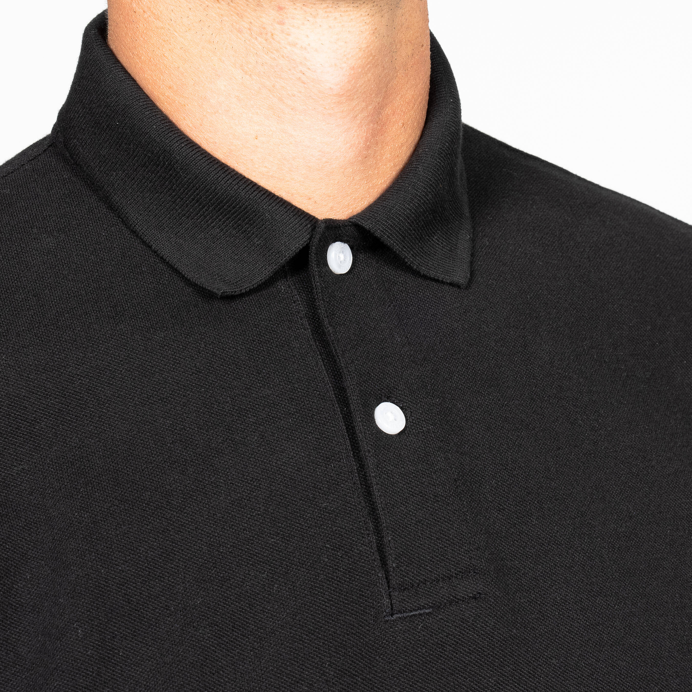 Men’s golf 100% cotton short sleeve polo shirt, MW100 Black -  3