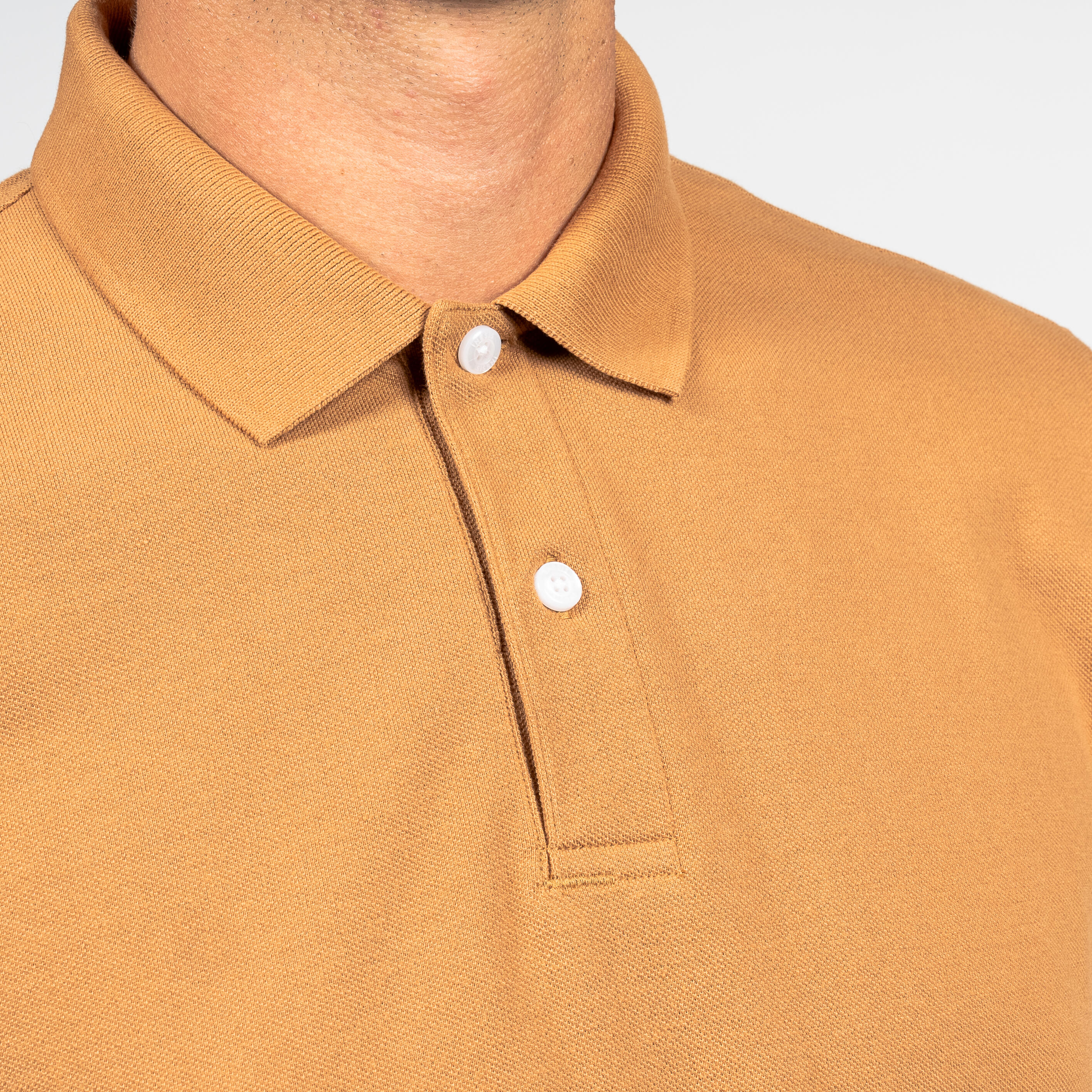 Men's short-sleeved golf polo shirt - MW500 hazelnut 3/4