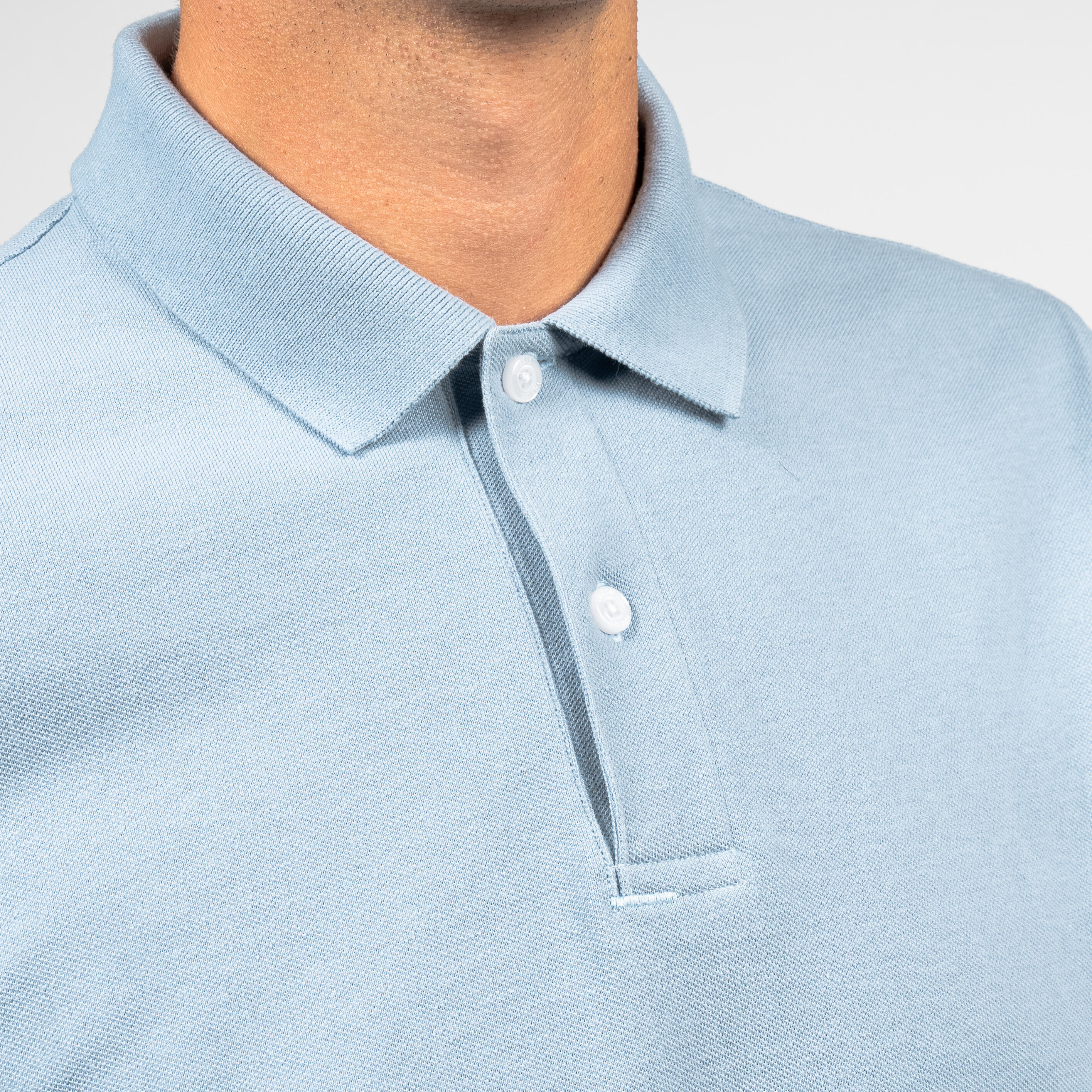 Polo de golf de manga corta azul celeste para hombre MW500 3/4
