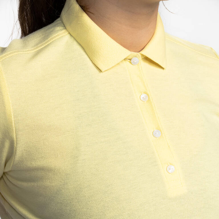Kaus polo lengan pendek golf wanita MW500 - kuning pucat
