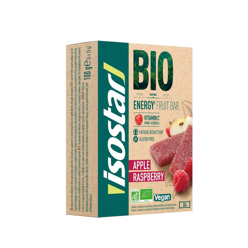 Pasta de fruta de manzana y frambuesa Isostar - Bio y sin gluten 4x25 g