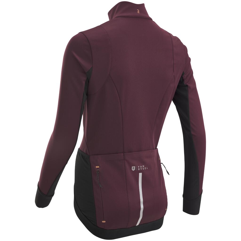 Fahrradjacke Rennrad Winter RCR Damen dunkelrot 