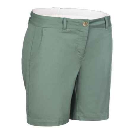 Women's golf cotton chino shorts - MW500 green