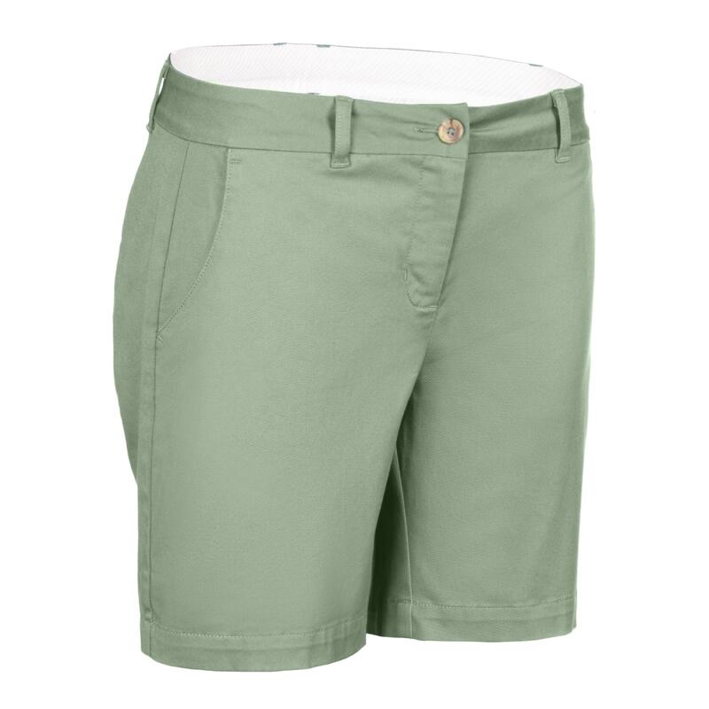 Pantalon scurt chino golf din bumbac MW500 Maro Damă