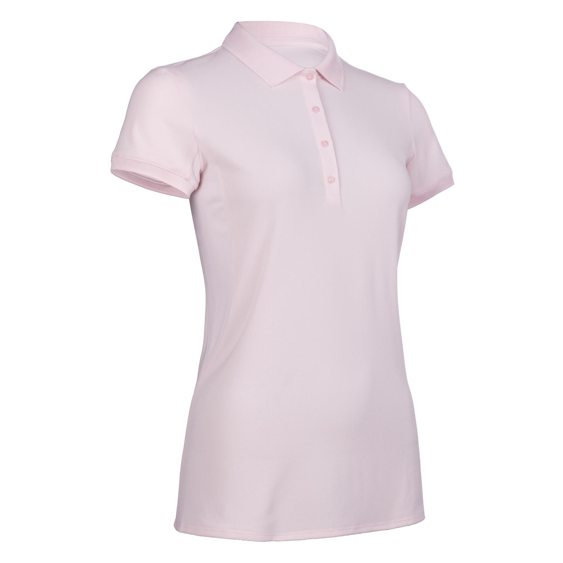 Kaus polo lengan pendek golf wanita WW500 Pale pink