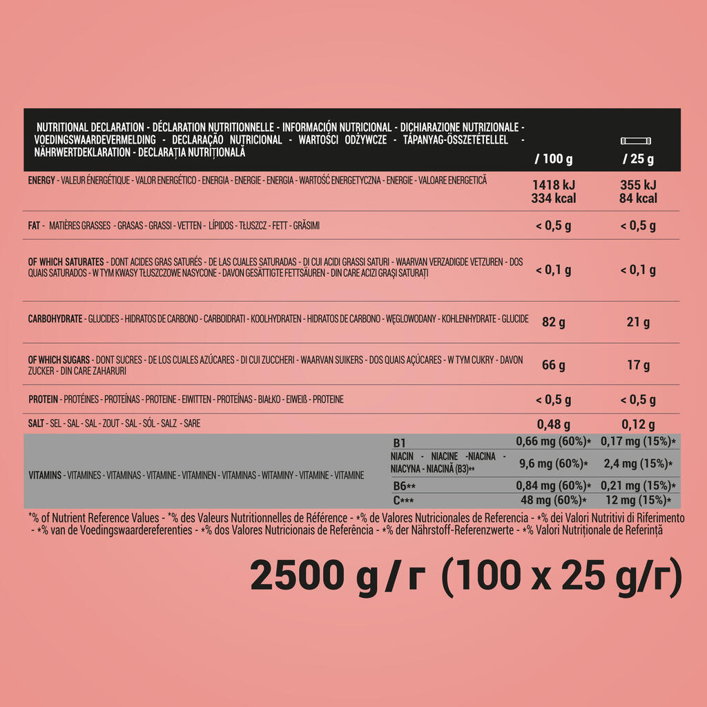 Puuviljamaitselised energiatarretised 100 x 25 g, maasikas, jõhvikas, acerola