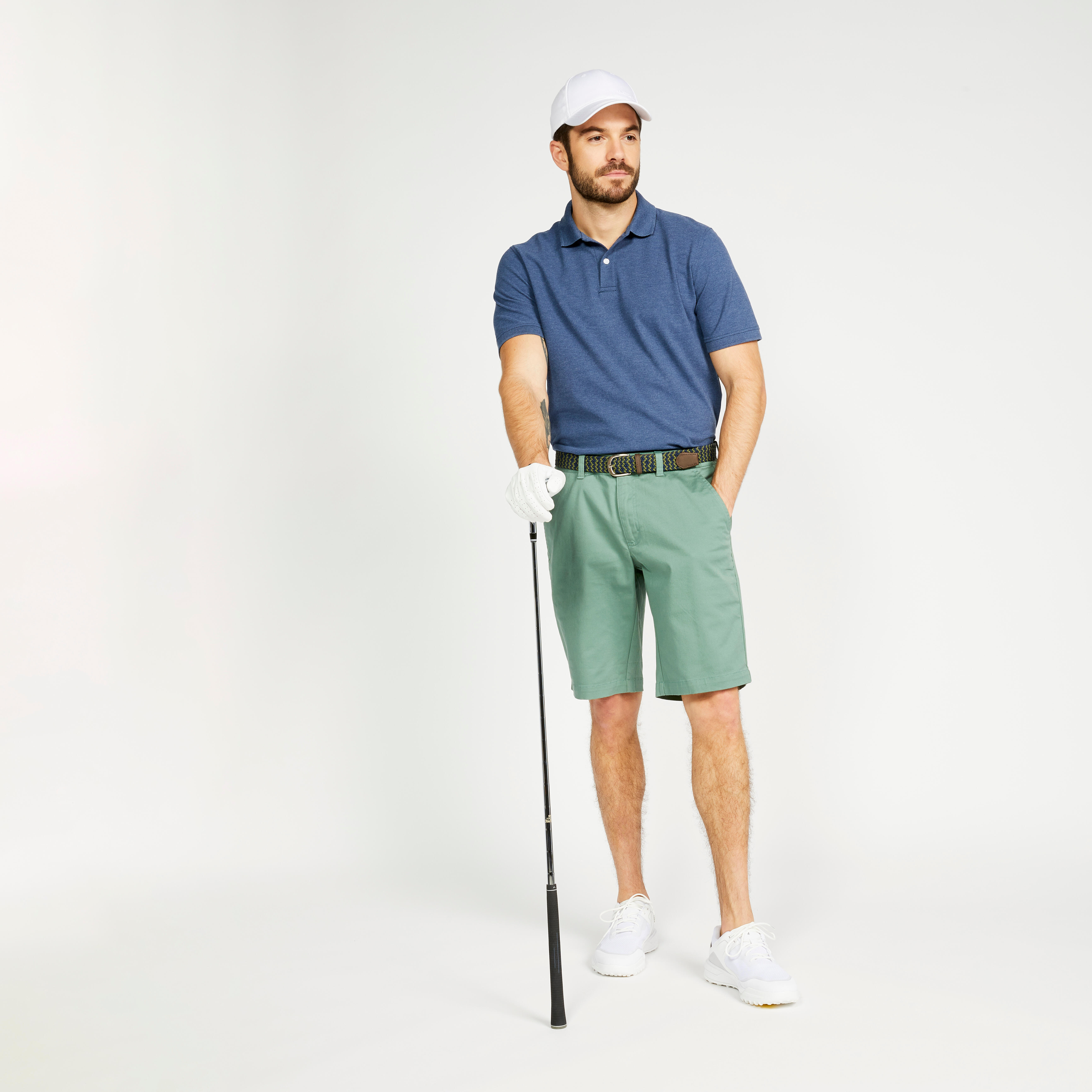 Men's Cotton Short-Sleeved Golf Polo Shirt, MW 500 - INESIS
