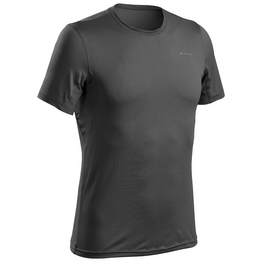T-shirt de randonnée manches courtes en synthétique - Homme- MH100 - Gris Foncé