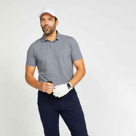 Temno siva moška polo majica s kratkimi rokavi za golf MW500
