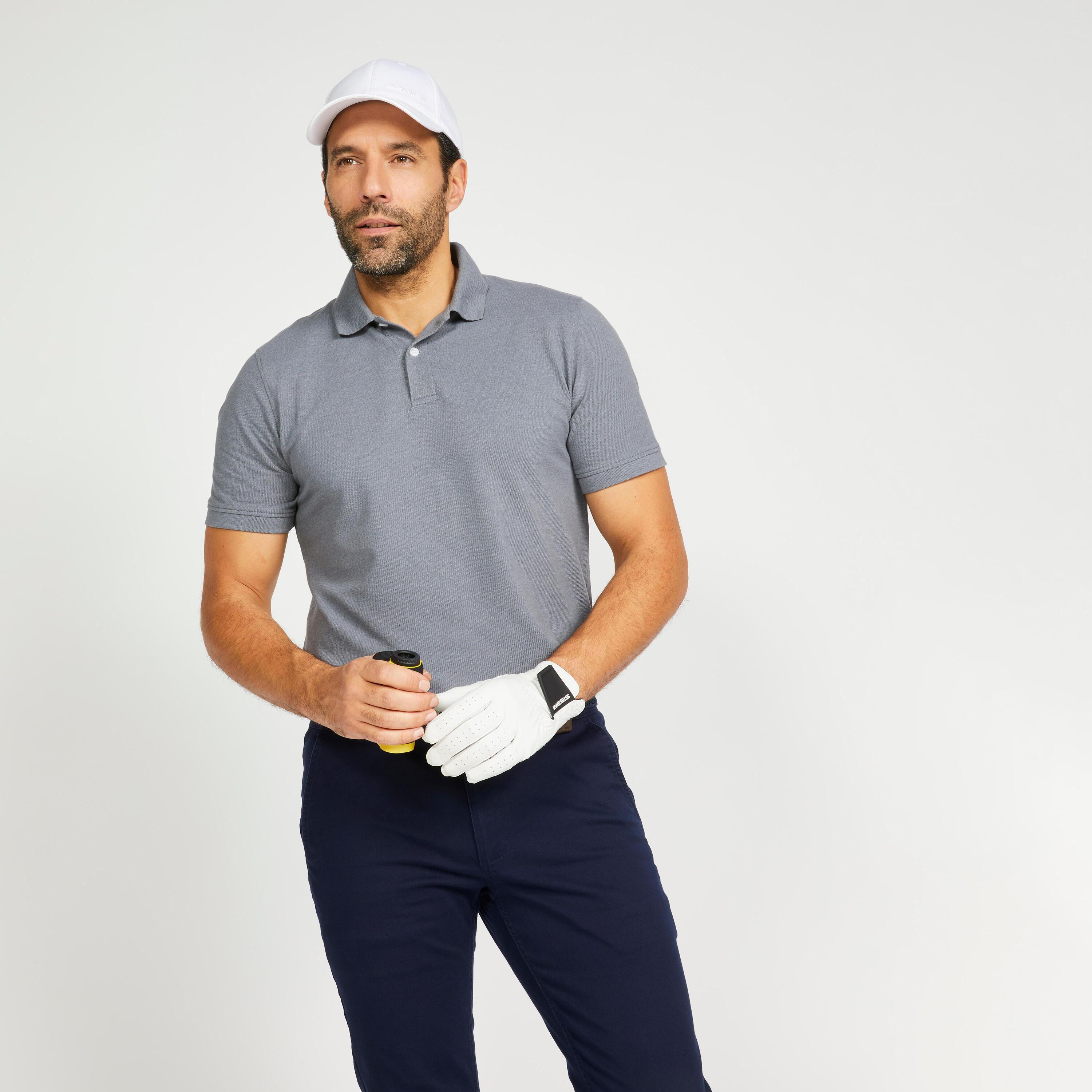 Men's short-sleeved golf polo shirt - MW500 dark grey 1/5