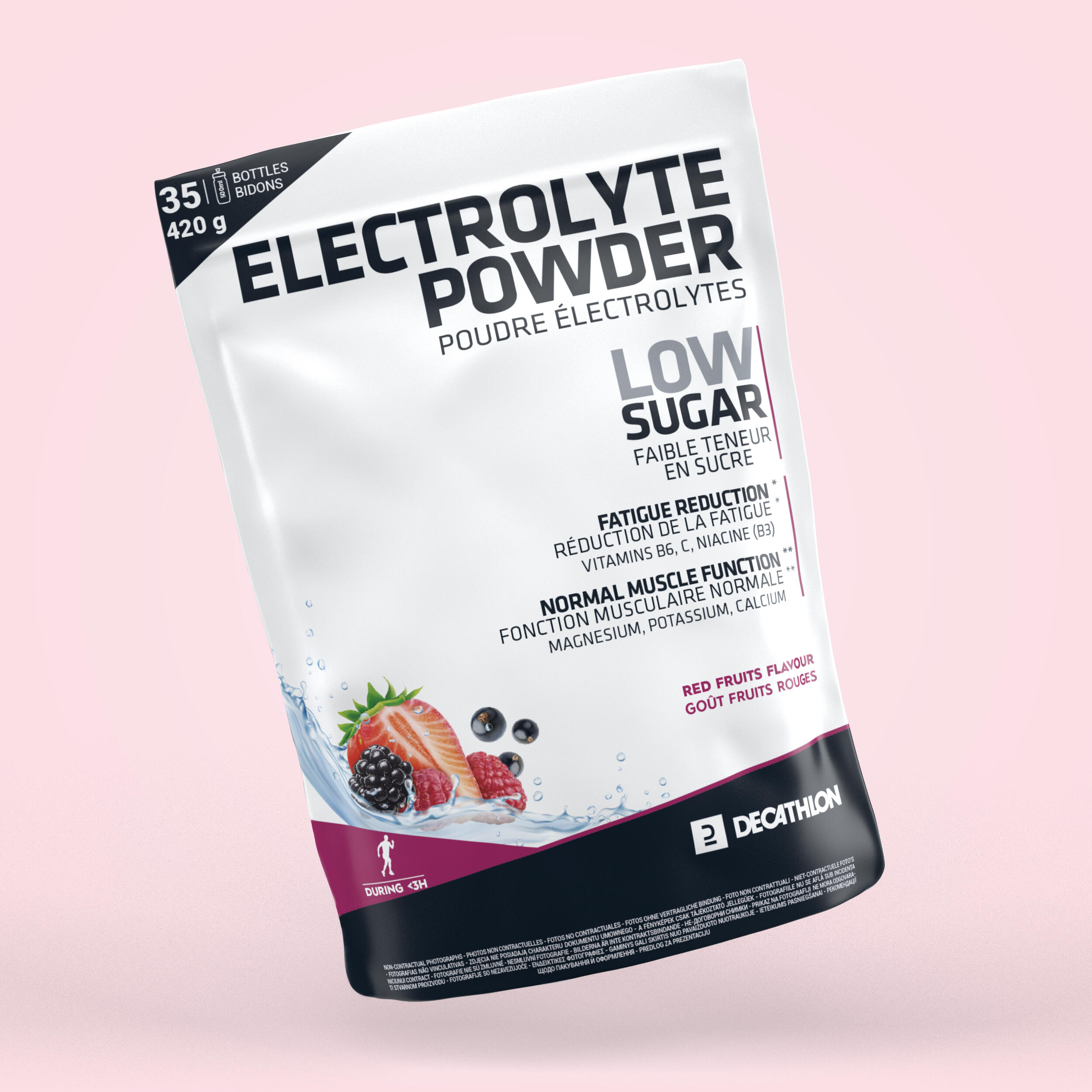 Poederbereiding voor drank met elektrolyten rood fruit