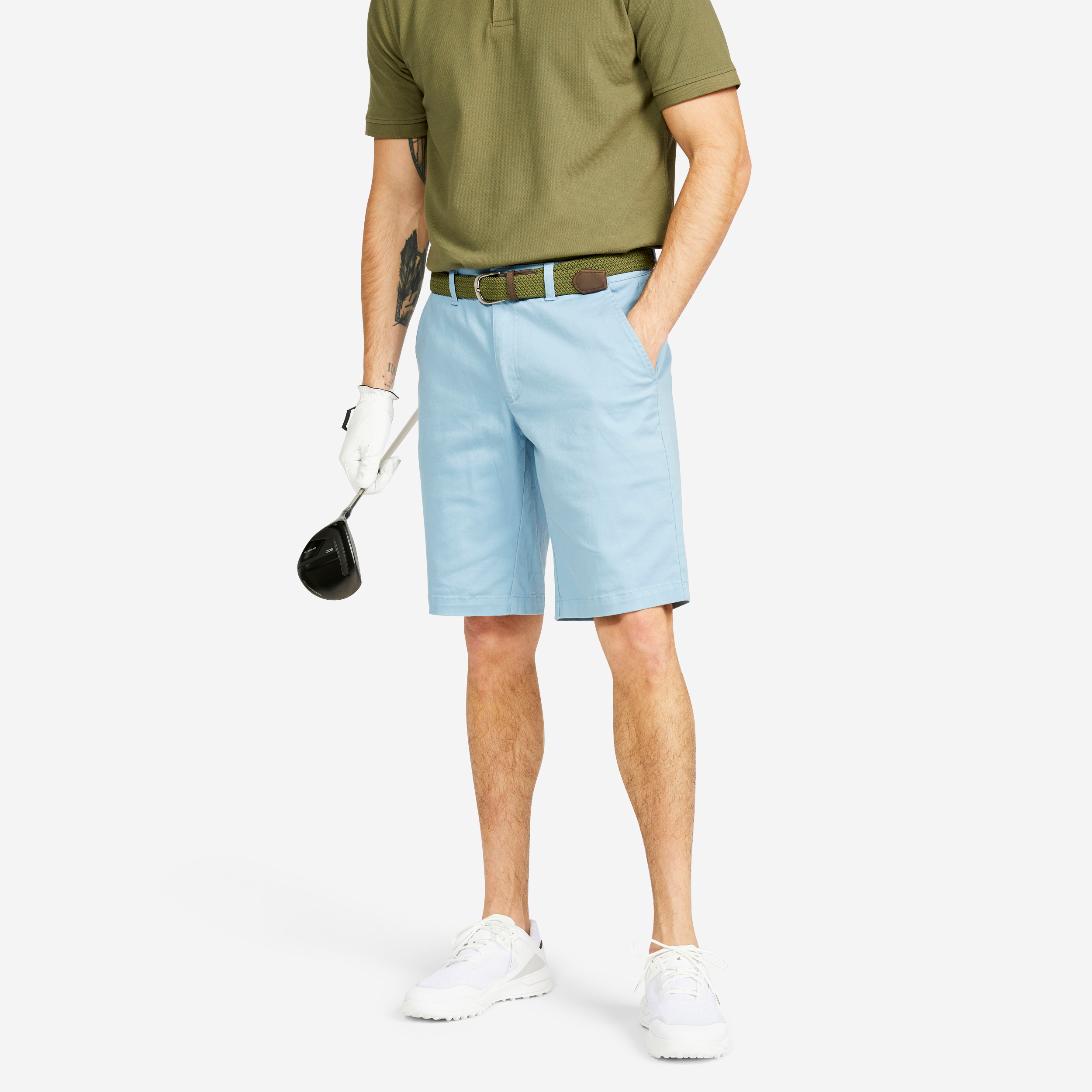 Short golf Homme - MW500 bleu denim