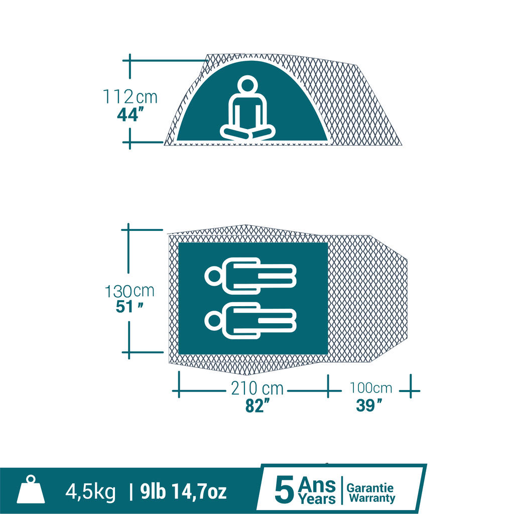 Tente de camping - MH100 XL - 2 places - Fresh & Black