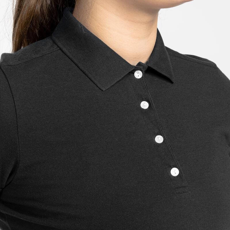 女款高爾夫短袖 Polo 衫 MW100 黑色