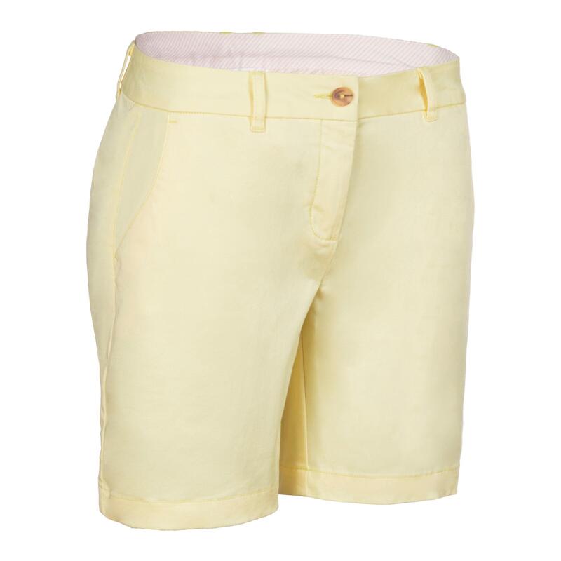 Pantalon scurt chino golf MW500 Galben pastel Damă